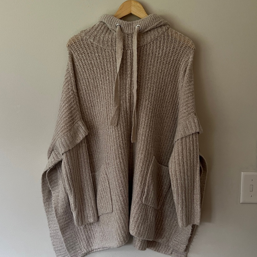 New Magaschoni Oversized Hooded Sweater Poncho Sweater